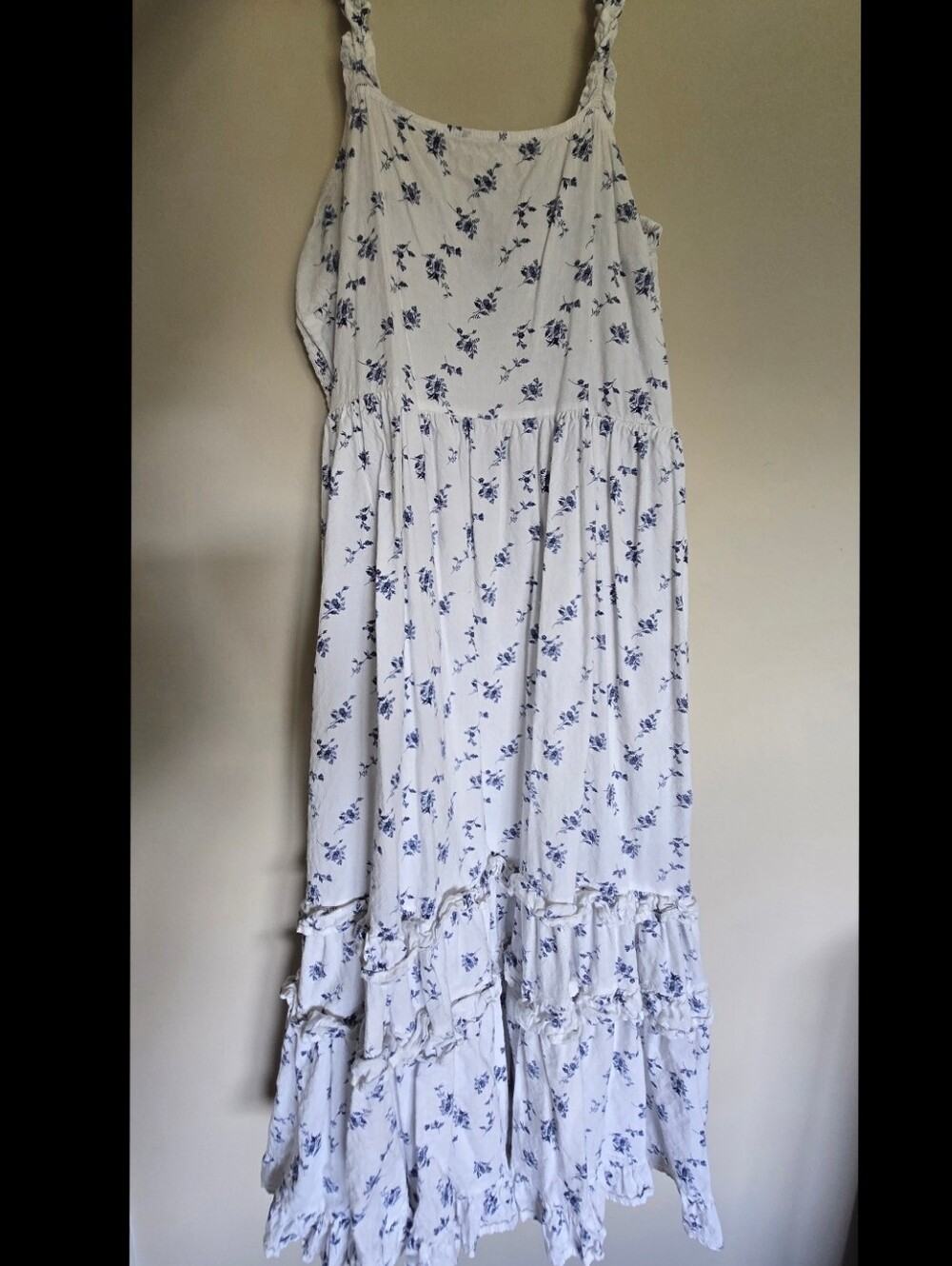 Universal Threads White Maxi Dress with Blue Floral Details